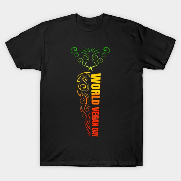 Stylized Ornaments Carrot World Vegan Day, Go Vegan T-Shirt by SinBle